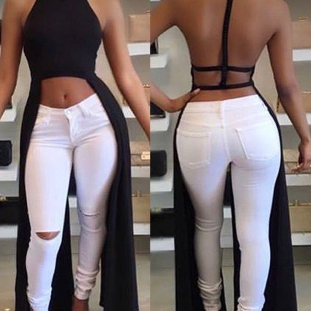 Halter open back split top - Picture 4 of 4
